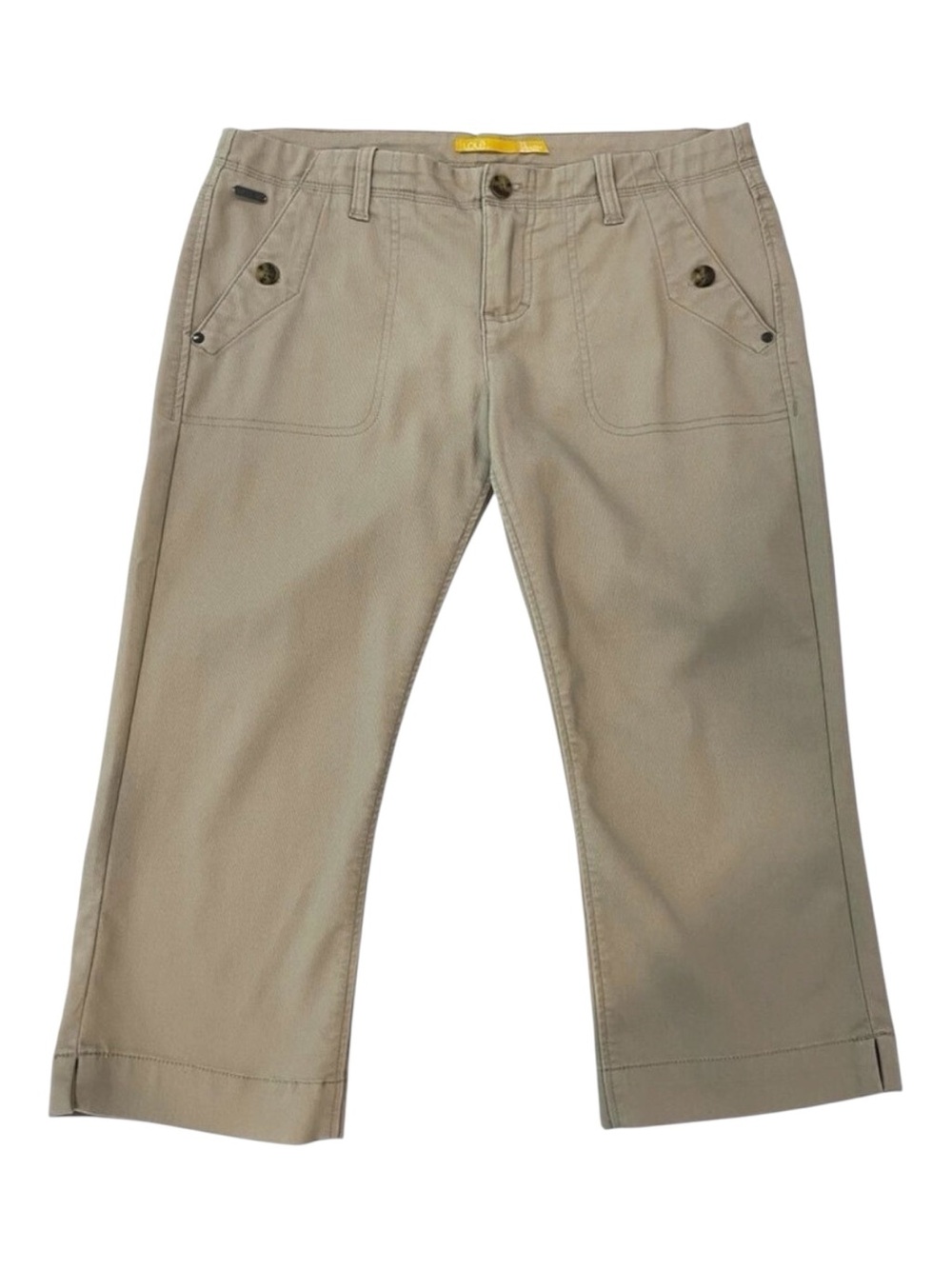 Lole capris trousers pants beige stretch cotton pockets straight leg mid rise 10